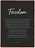 Freedom Word of Intention Framed print A3 (29.7 x 42 cm) Dark wood frame Carbon paper