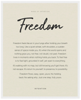 Freedom Word of Intention Framed print 40x50 cm / 16x20″ White frame Linen paper