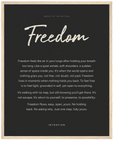 Freedom Word of Intention Framed print 40x50 cm / 16x20″ Wood frame Carbon paper