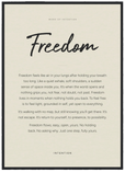 Freedom Word of Intention Framed print 50x70 cm / 20x28″ Black frame Linen paper