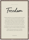Freedom Word of Intention Framed print 50x70 cm / 20x28″ Dark wood frame Linen paper