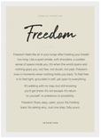 Freedom Word of Intention Framed print 50x70 cm / 20x28″ White frame Linen paper