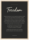 Freedom Word of Intention Framed print A1 (59.4 x 84.1 cm) Wood frame Carbon paper