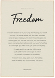 Freedom Word of Intention Framed print 70x100 cm / 28x40″ Wood frame Linen paper
