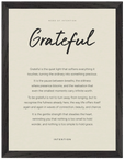 Grateful Word of Intention Framed print 30x40 cm / 12x16″ Black frame Linen paper