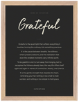 Grateful Word of Intention Framed print 30x40 cm / 12x16″ Wood frame Carbon paper