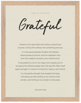 Grateful Word of Intention Framed print 30x40 cm / 12x16″ Wood frame Linen paper