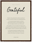 Grateful Word of Intention Framed print 30x40 cm / 12x16″ Dark wood frame Linen paper