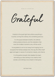Grateful Word of Intention Framed print A2 (42 x 59.4 cm) Wood frame Linen paper