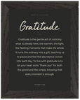 Gratitude Word of Intention Framed print 60x80 cm / 24x32″ Black frame Carbon paper