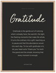 Gratitude Word of Intention Framed print 60x80 cm / 24x32″ Wood frame Carbon paper