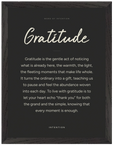 Gratitude Word of Intention Framed print 30x40 cm / 12x16″ Black frame Carbon paper