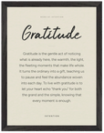 Gratitude Word of Intention Framed print 30x40 cm / 12x16″ Black frame Linen paper