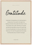 Gratitude Word of Intention Framed print A1 (59.4 x 84.1 cm) Wood frame Linen paper