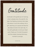 Gratitude Word of Intention Framed print 13x18 cm / 5x7″ Dark wood frame Linen paper