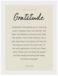 Gratitude Word of Intention Framed print 13x18 cm / 5x7″ White frame Linen paper