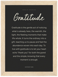 Gratitude Word of Intention Framed print 13x18 cm / 5x7″ Wood frame Carbon paper