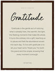 Gratitude Word of Intention Framed print 30x40 cm / 12x16″ Dark wood frame Linen paper