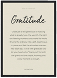 Gratitude Word of Intention Framed print A3 (29.7 x 42 cm) Black frame Linen paper