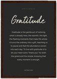 Gratitude Word of Intention Framed print A3 (29.7 x 42 cm) Dark wood frame Carbon paper