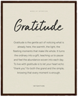 Gratitude Word of Intention Framed print 40x50 cm / 16x20″ Dark wood frame Linen paper