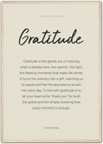 Gratitude Word of Intention Framed print A2 (42 x 59.4 cm) Wood frame Linen paper