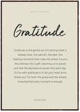Gratitude Word of Intention Framed print 70x100 cm / 28x40″ Dark wood frame Linen paper