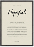Hopeful Word of Intention Framed print 50x70 cm / 20x28″ Black frame Linen paper