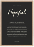 Hopeful Word of Intention Framed print 50x70 cm / 20x28″ Wood frame Carbon paper