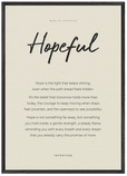 Hopeful Word of Intention Framed print A1 (59.4 x 84.1 cm) Black frame Linen paper