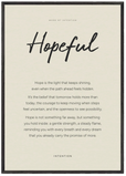 Hopeful Word of Intention Framed print 70x100 cm / 28x40″ Black frame Linen paper