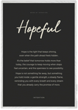 Hopeful Word of Intention Framed print 70x100 cm / 28x40″ White frame Carbon paper