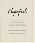 Hopeful Word of Intention Framed print 40x50 cm / 16x20″ Wood frame Linen paper