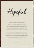 Hopeful Word of Intention Framed print 70x100 cm / 28x40″ Dark wood frame Linen paper