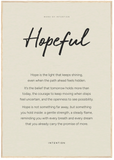 Hopeful Word of Intention Framed print 70x100 cm / 28x40″ Wood frame Linen paper