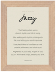 Jazzy Word of Intention Framed print 13x18 cm / 5x7″ Wood frame Linen paper