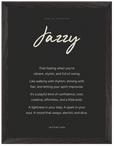 Jazzy Word of Intention Framed print 30x40 cm / 12x16″ Black frame Carbon paper