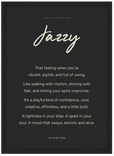 Jazzy Word of Intention Framed print 21x29.7 cm / 8x12" Black frame Carbon paper