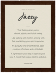 Jazzy Word of Intention Framed print 21x29.7 cm / 8x12" Dark wood frame Linen paper
