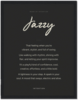 Jazzy Word of Intention Framed print 30x40 cm / 12x16″ Black frame Carbon paper