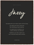 Jazzy Word of Intention Framed print 30x40 cm / 12x16″ Dark wood frame Carbon paper