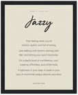 Jazzy Word of Intention Framed print 40x50 cm / 16x20″ Black frame Linen paper