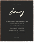 Jazzy Word of Intention Framed print 40x50 cm / 16x20″ Dark wood frame Carbon paper