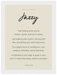 Jazzy Word of Intention Framed print 50x70 cm / 20x28″ White frame Linen paper