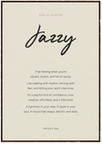Jazzy Word of Intention Framed print 70x100 cm / 28x40″ Dark wood frame Linen paper