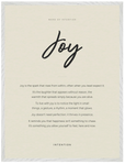 Joy Word of Intention Framed print 60x80 cm / 24x32″ White frame Linen paper