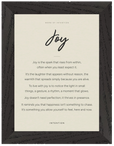 Joy Word of Intention Framed print 13x18 cm / 5x7″ Black frame Linen paper