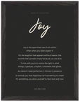 Joy Word of Intention Framed print 30x40 cm / 12x16″ Black frame Carbon paper