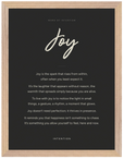 Joy Word of Intention Framed print 30x40 cm / 12x16″ Wood frame Carbon paper