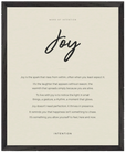 Joy Word of Intention Framed print 40x50 cm / 16x20″ Black frame Linen paper